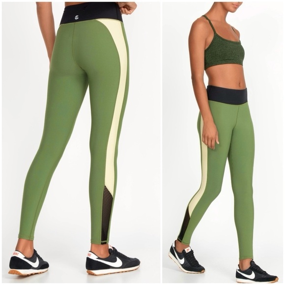 NEW Johnny Was Calme Endurance Mesh Inset Green Bronze Performance Leggings Sz S - Picture 1 of 13